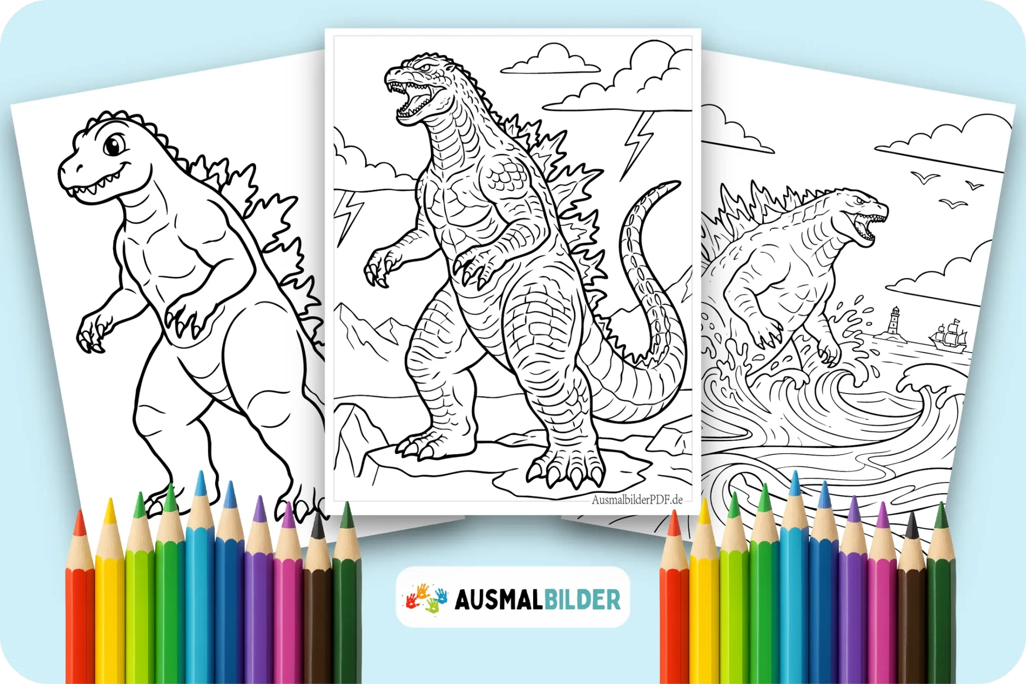 Godzilla Ausmalbilder kostenlose zum Ausdrucken für Kinder und Erwachsene