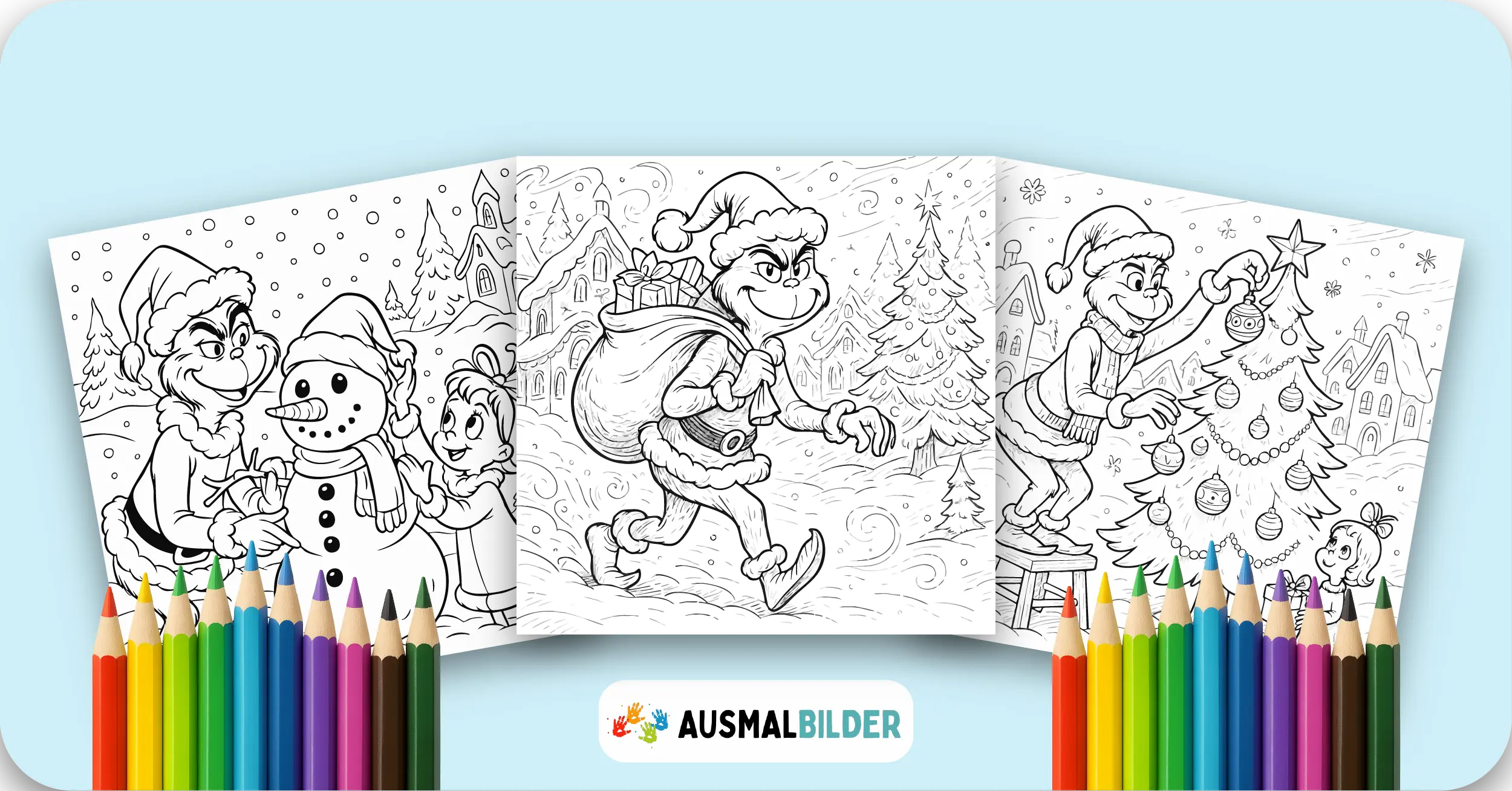 Grinch Ausmalbilder kostenlose Malvorlagen zum Ausdrucken für Kinder und Erwachsene