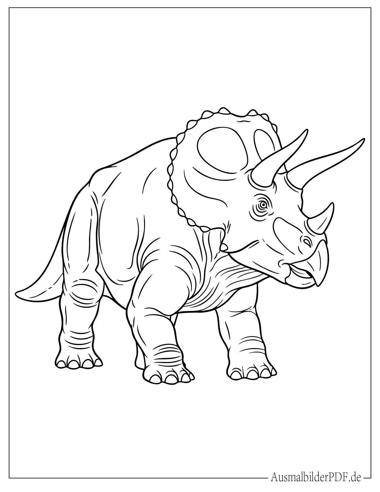 Großer erwachsener Triceratops Dino zum Ausmalen