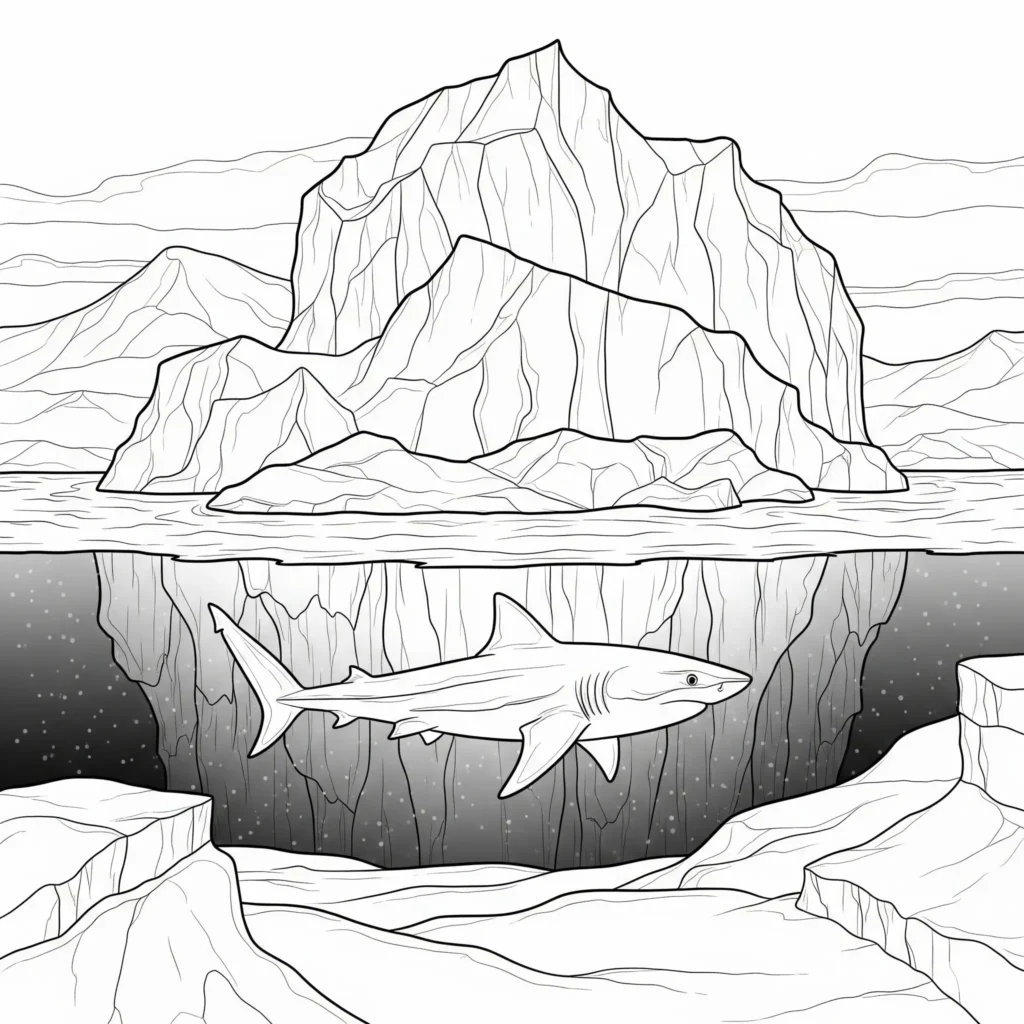 10+ Hai Ausmalbilder (Kostenlos Malvorlage zum Ausdrucken) Hai in der Arktis Ausmalbild kostenlos zum Ausdrucken für Kinder und einfache Malvorlage