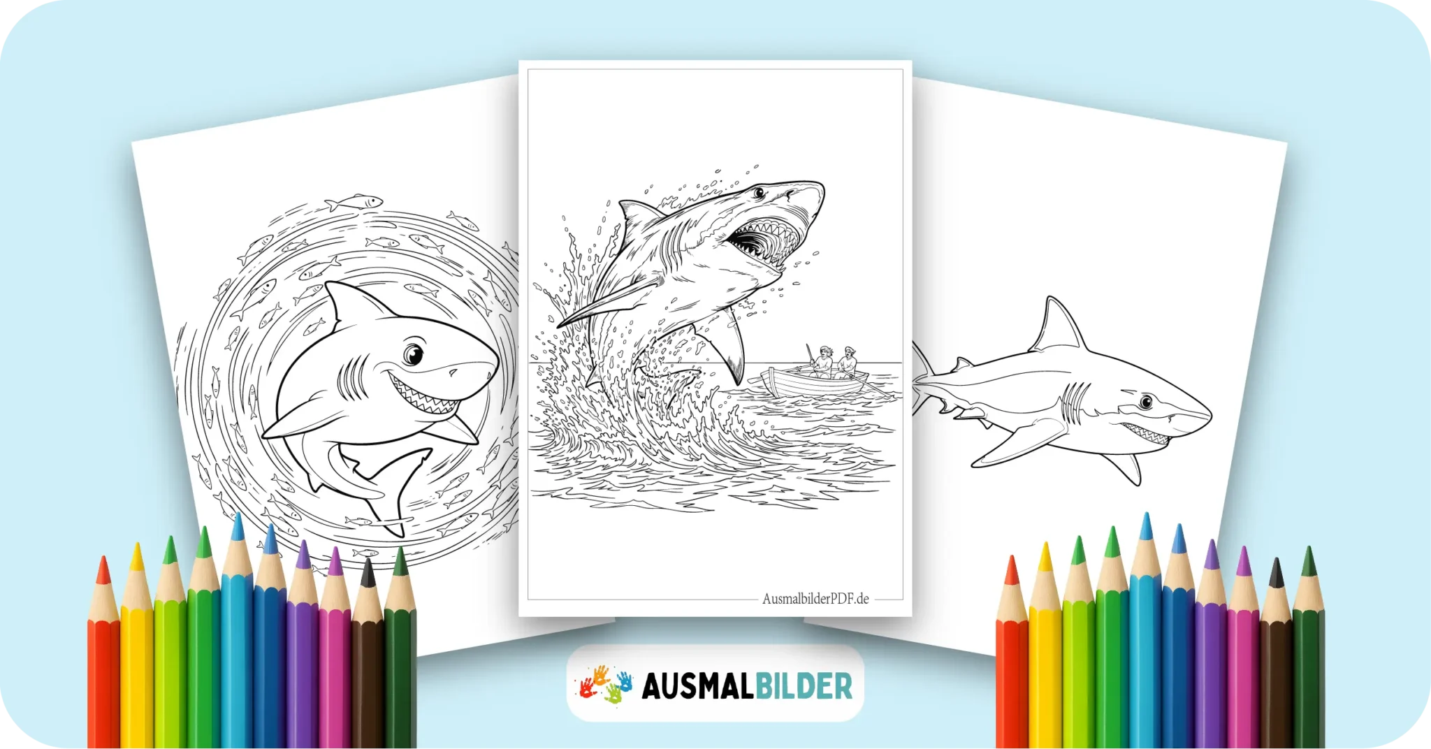 Hai Ausmalbilder kostenlose Malvorlagen zum Ausdrucken für Kinder und Erwachsene