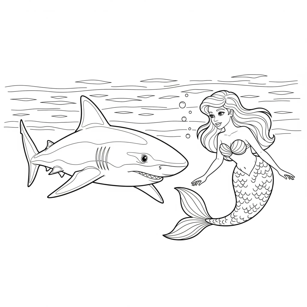 10+ Hai Ausmalbilder (Kostenlos Malvorlage zum Ausdrucken) Hai und Meerjungfrau Ausmalbild zum Ausdrucken kostenlos für Kinder und einfache Malvorlage