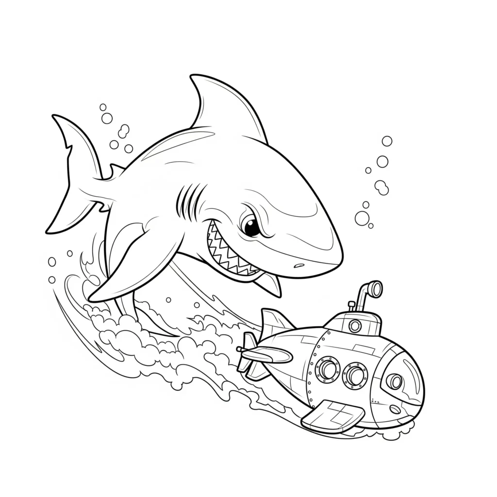 10+ Hai Ausmalbilder (Kostenlos Malvorlage zum Ausdrucken) Hai und U-Boot Ausmalbild zum Ausdrucken kostenlos für Kinder und einfache Malvorlage