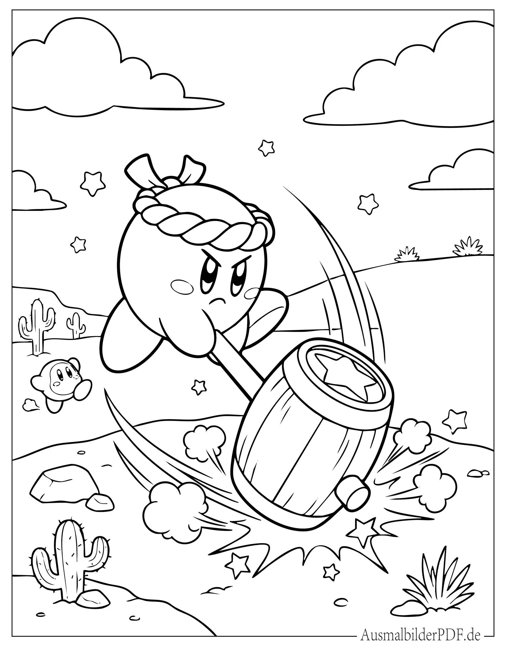 Hammer Kirby Ausmalbild für Kinder