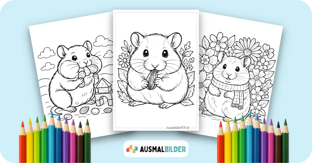 Hamster Ausmalbilder kostenlose Malvorlagen zum Ausdrucken für Kinder und Erwachsene