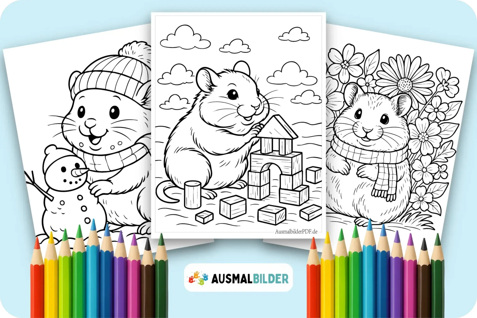 Niedliche Hamster Ausmalbilder für kleine Nagetier Fans zum Ausmalen