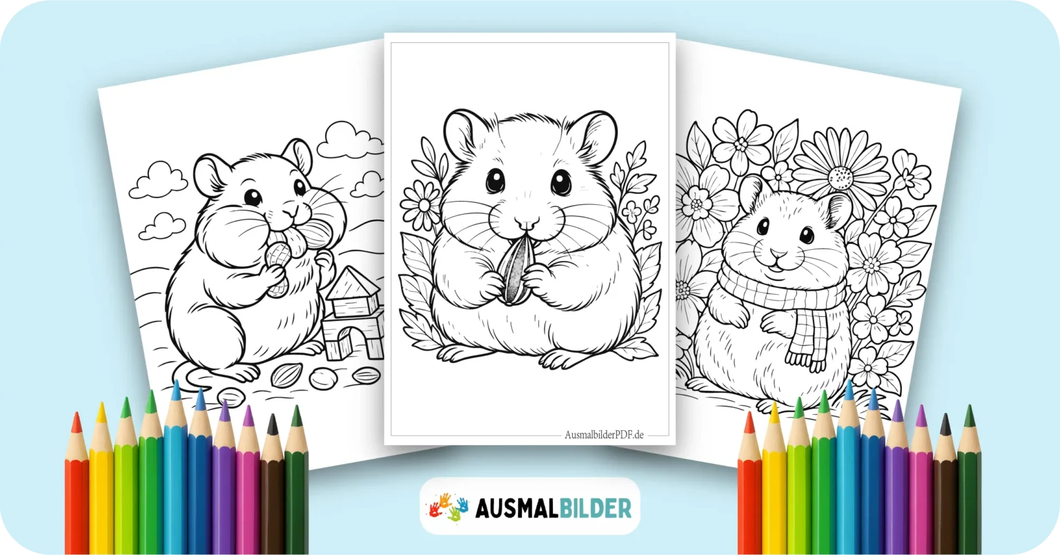 Hamster Ausmalbilder kostenlose Malvorlagen zum Ausdrucken für Kinder und Erwachsene