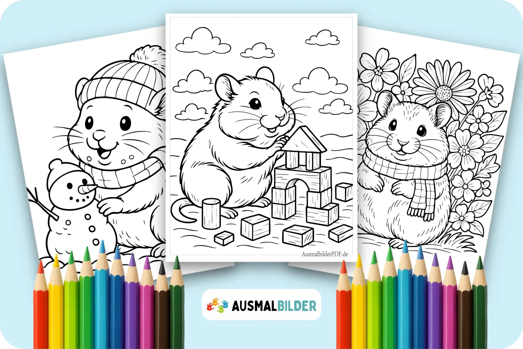 Niedliche Hamster Ausmalbilder für kleine Nagetier Fans zum Ausmalen