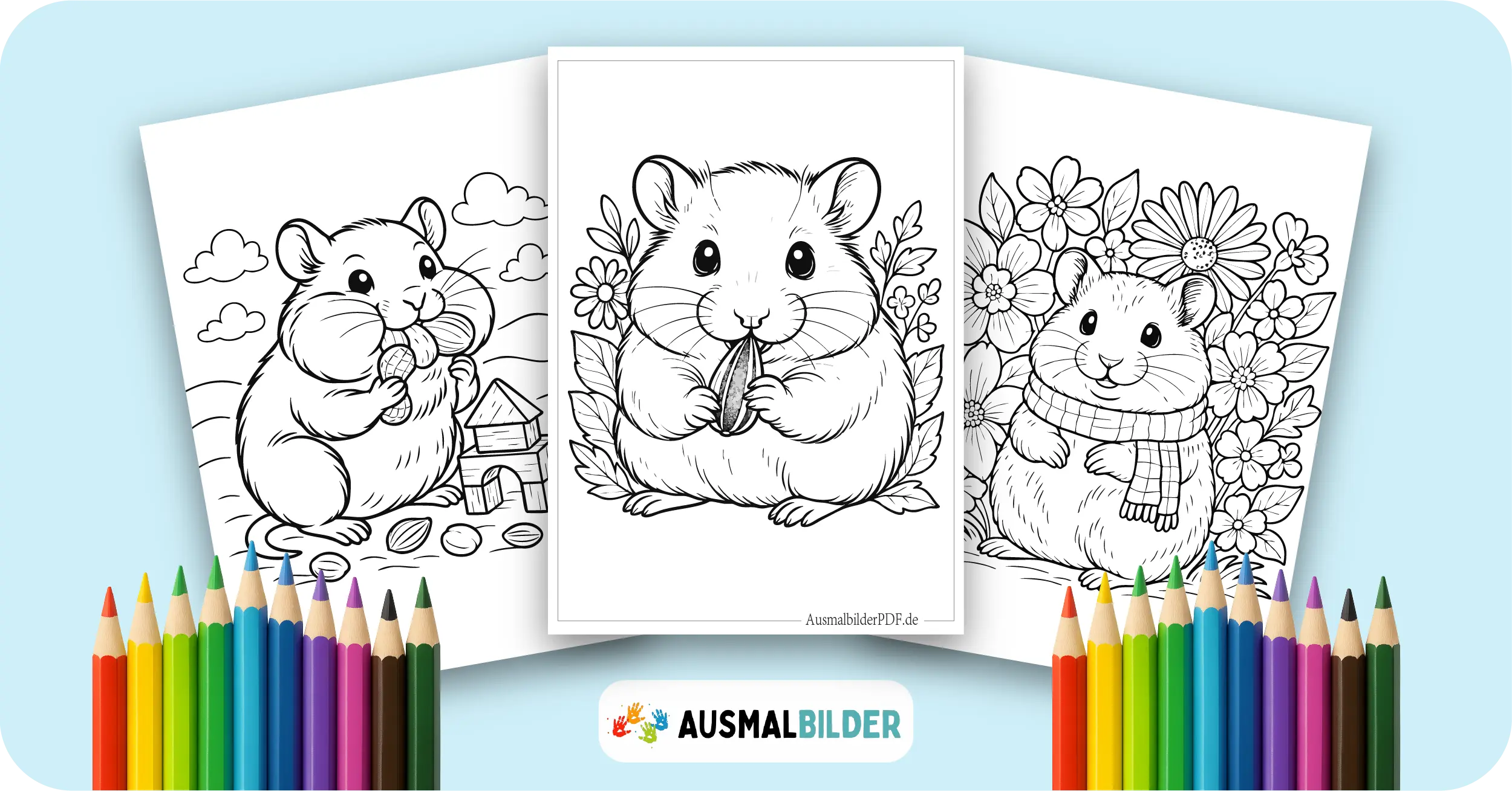 Hamster Ausmalbilder kostenlose Malvorlagen zum Ausdrucken für Kinder und Erwachsene