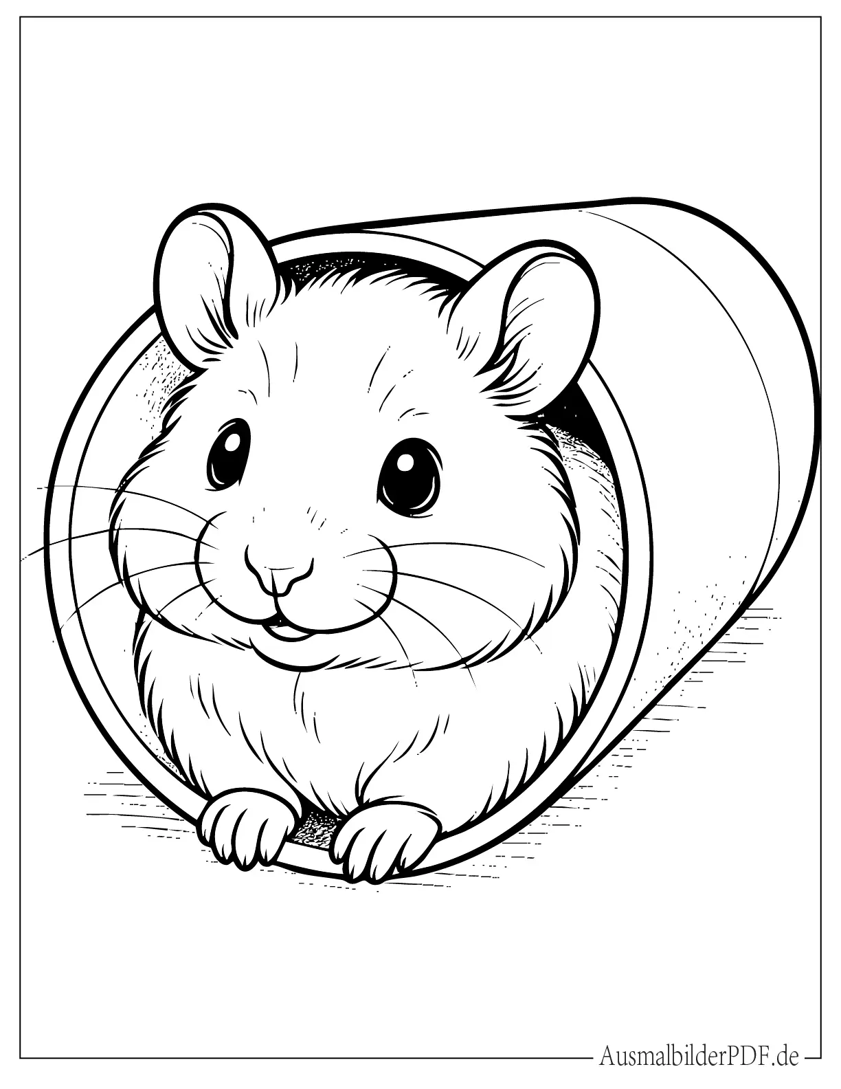 Einfacher süßer Hamster in Röhre Ausmalbild für Kinder