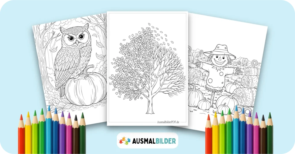 Herbst Ausmalbilder kostenlose Malvorlagen zum Ausdrucken für Kinder und Erwachsene