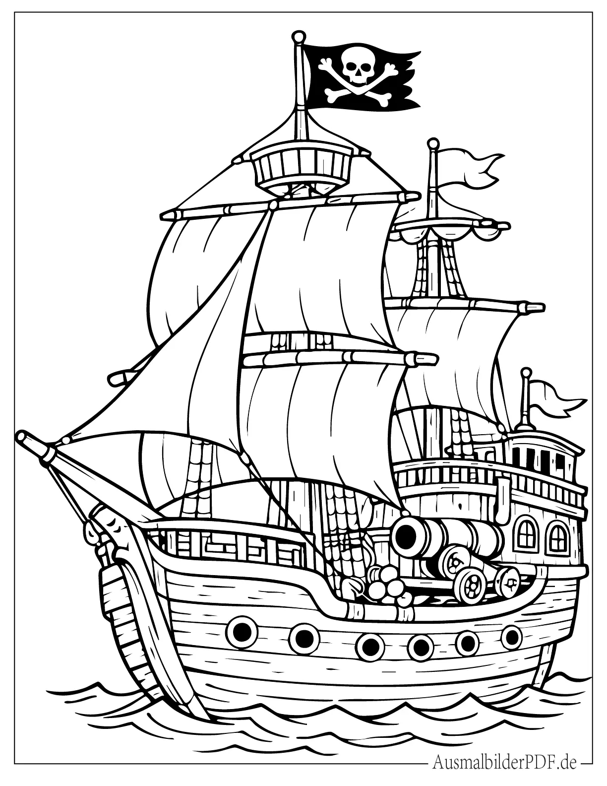 Holz Piratenschiff mit Kanone zum Ausmalen 
