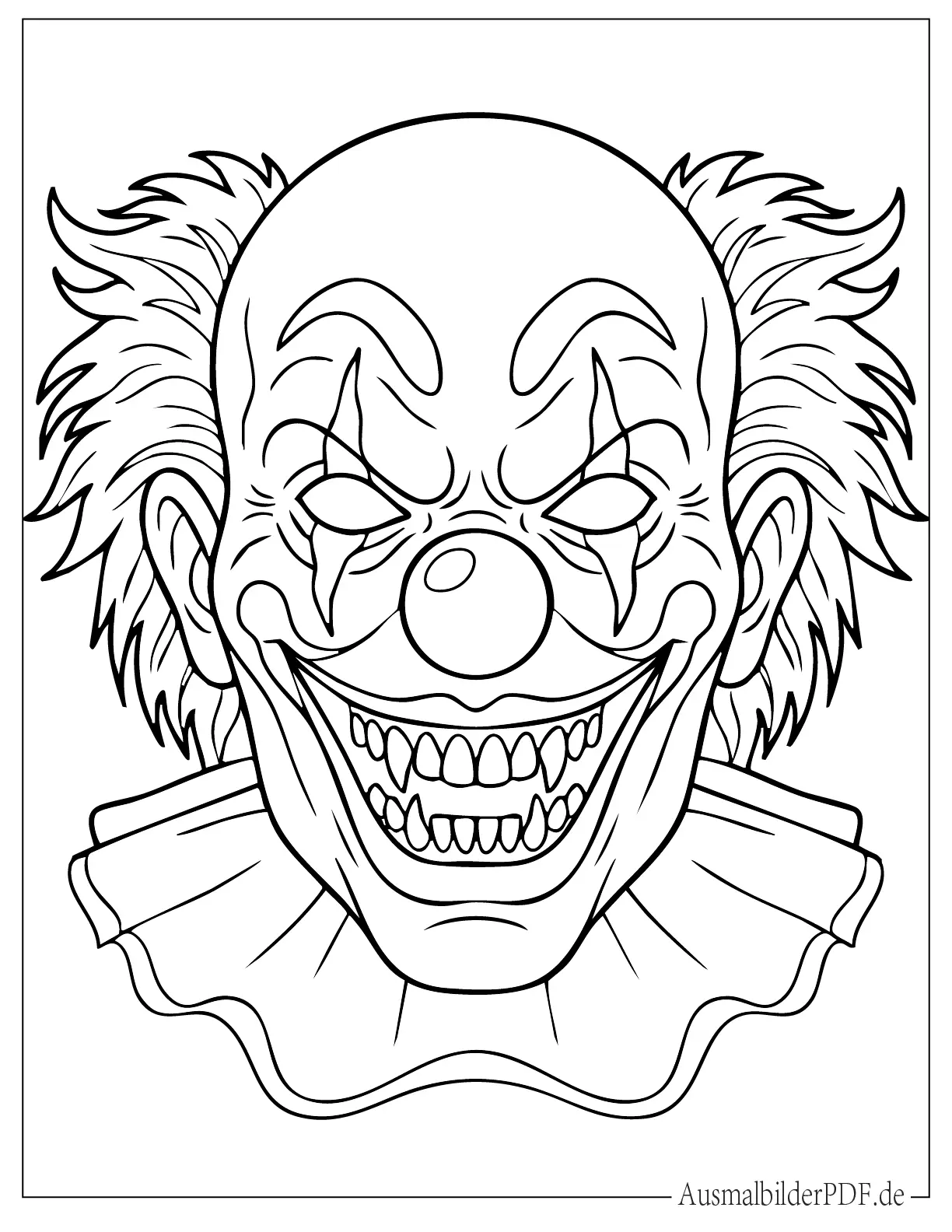 Horror Clownmaske Ausmalbild für Kinder