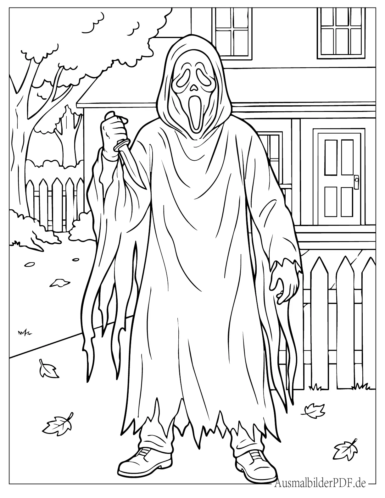Horror Ghostface aus dem Film Scream Ausmalbild