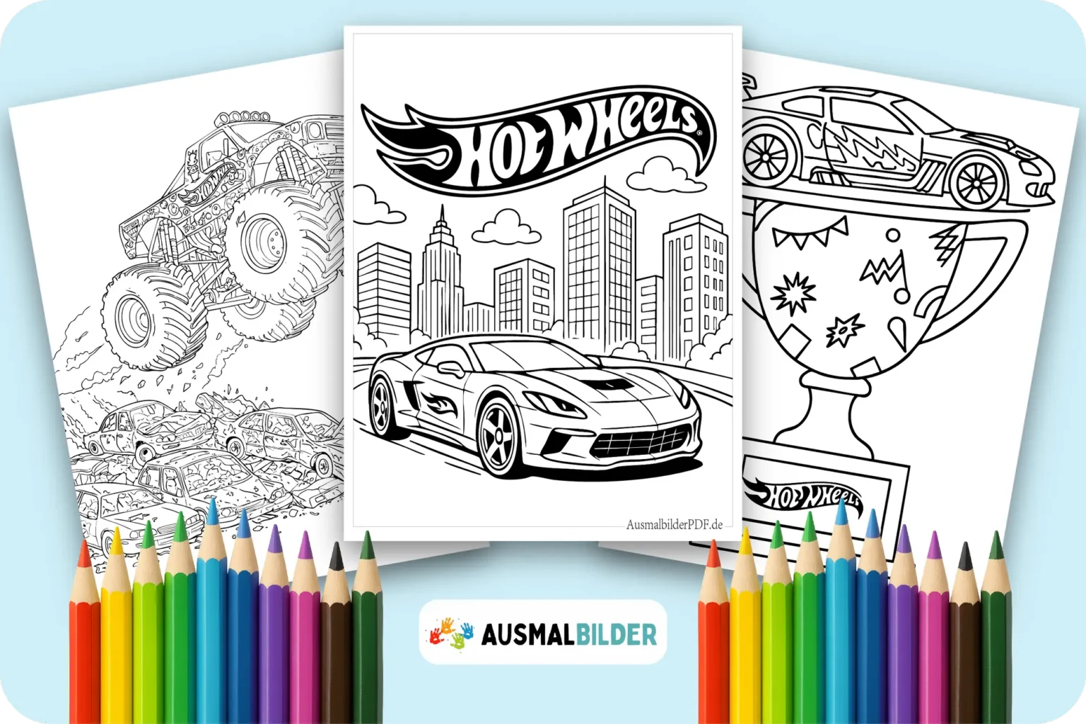 Kostenlos Hot Wheels Ausmalbilder zum Ausdrucken für Kinder jeden Alters