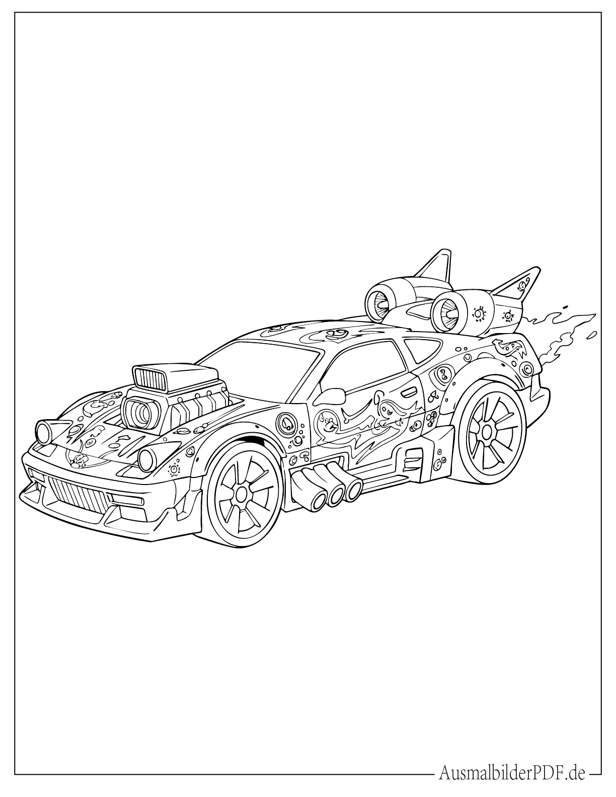 Hot Wheels Fantasy Auto mit Düsentriebwerken zum Ausmalen