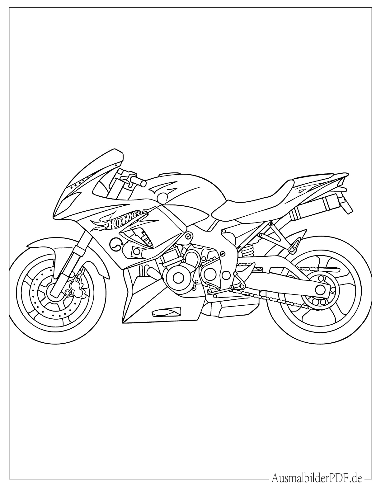 Einfaches Hot Wheels Motorrad zum Ausmalen für Kinder