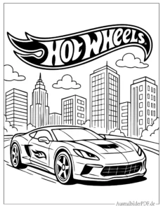 Hot Wheels in der Stadt Ausmalbild
