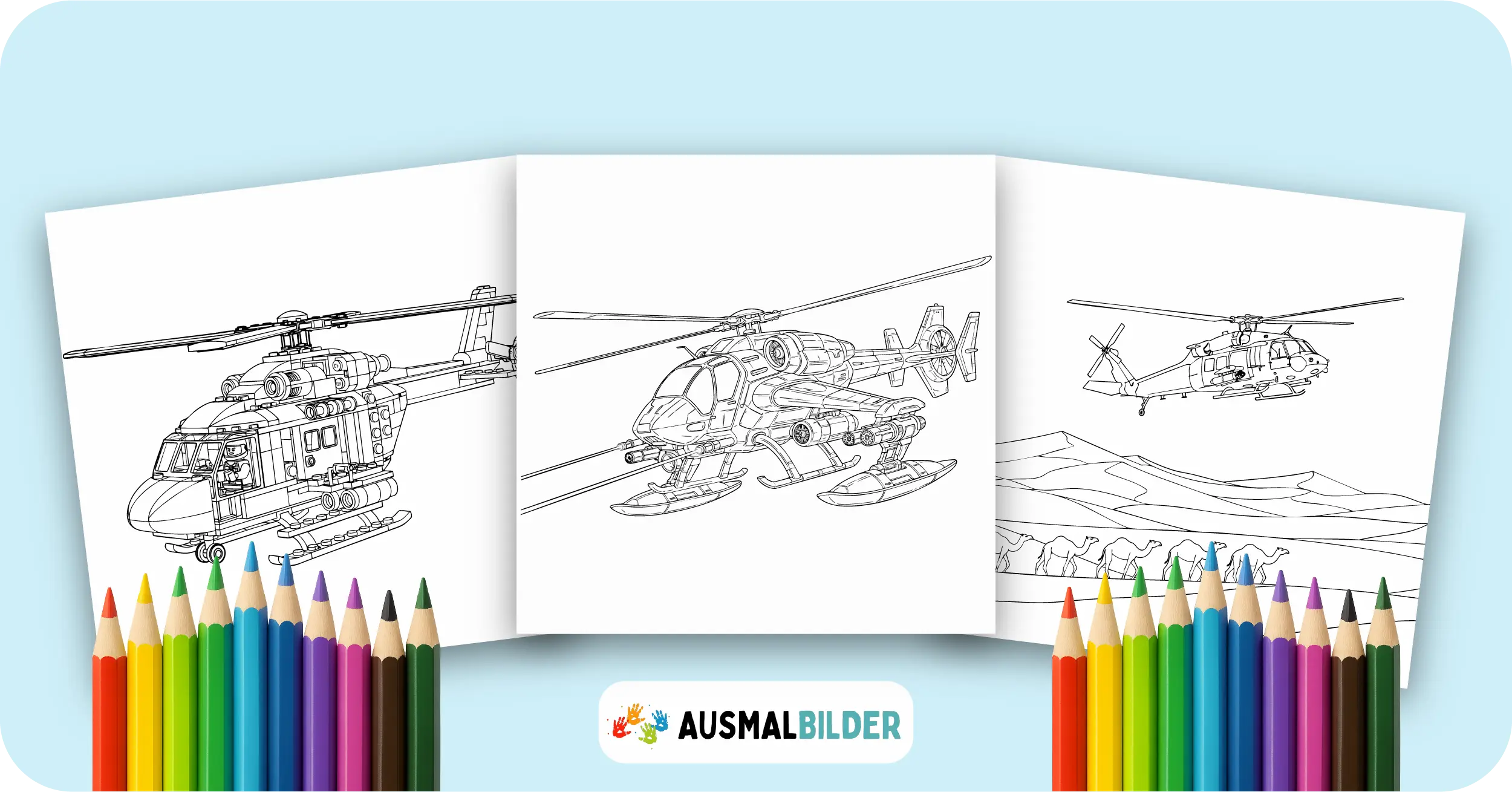 Hubschrauber Ausmalbilder kostenlose Malvorlagen zum Ausdrucken für Kinder und Erwachsene
