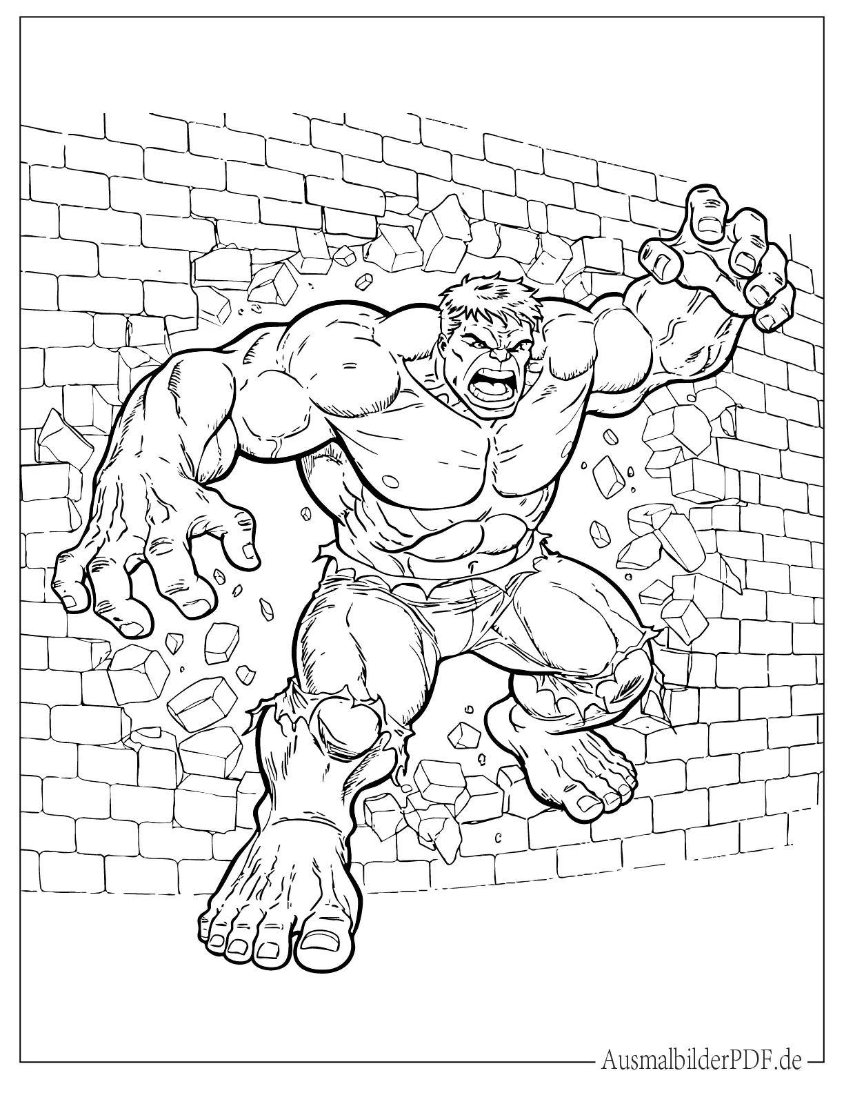 Hulk durchbricht Wand Malbild