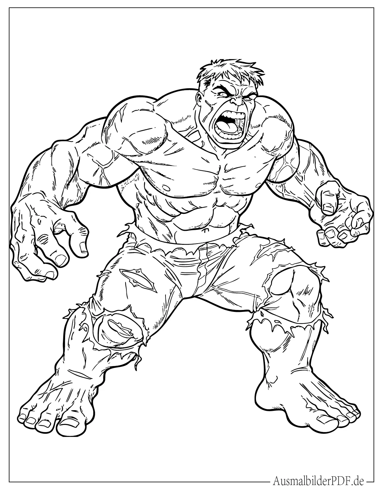 Aggressiver Hulk schreit Malvorlage