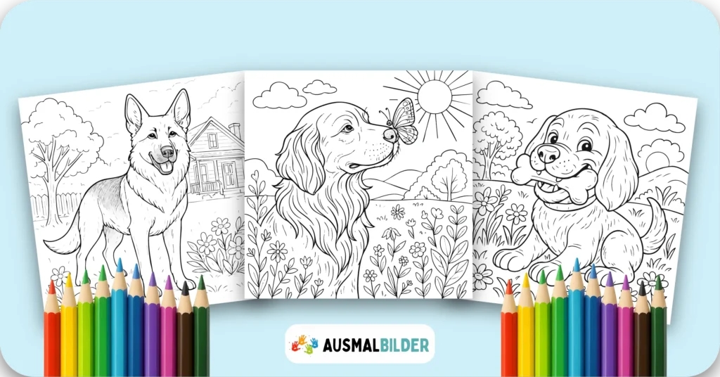 Hunde Ausmalbilder kostenlose Malvorlagen zum Ausdrucken für Kinder und Erwachsene