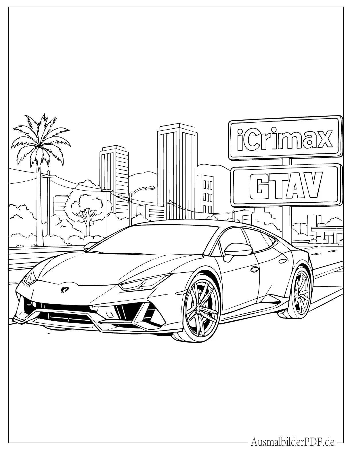 Icrimax Lamborghini GTA 5 Auto Ausmalbild