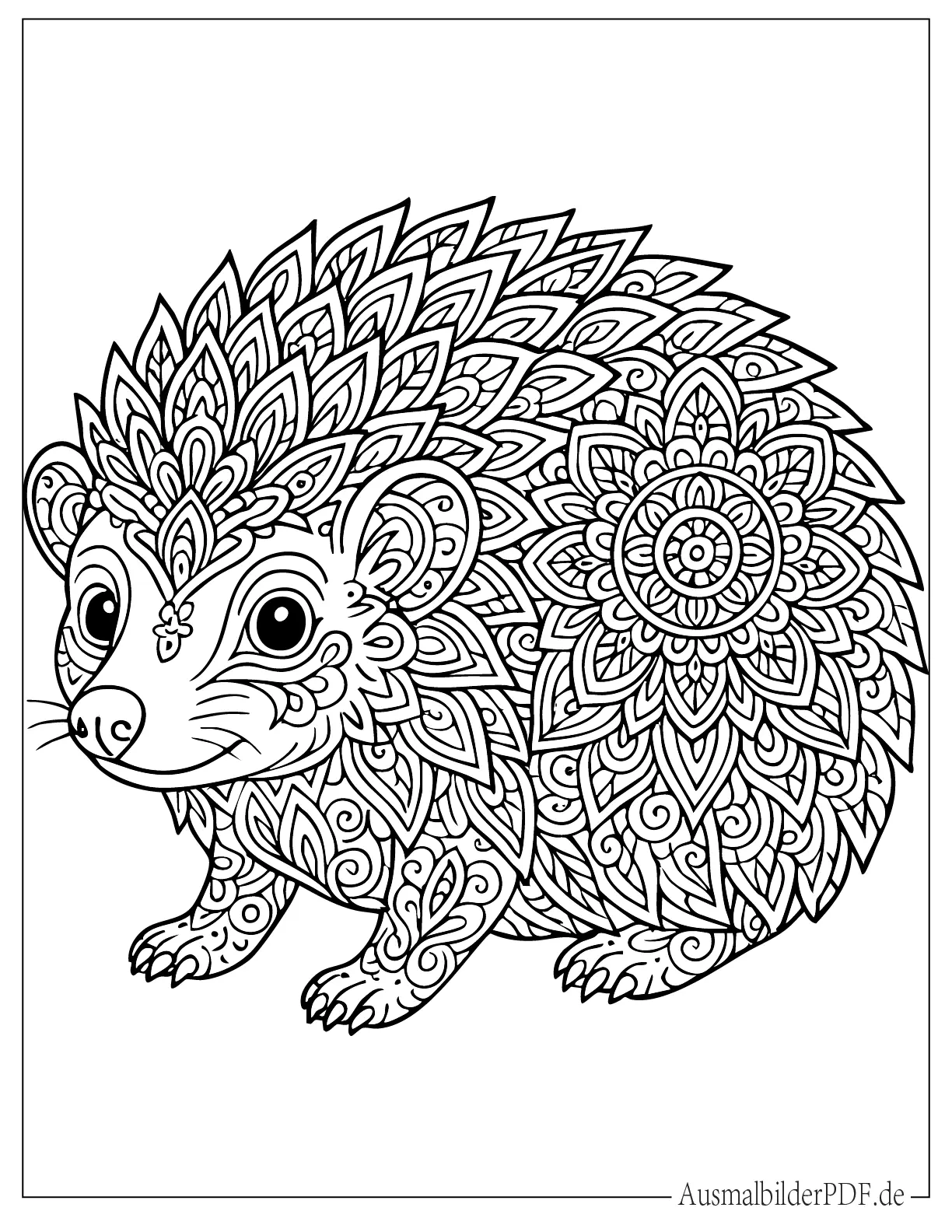 26 Ausmalbilder Igel (Kostenlose Druckvorlagen zum Download) Detailliertes Igel Mandala Ausmalvorlage für Erwachsene
