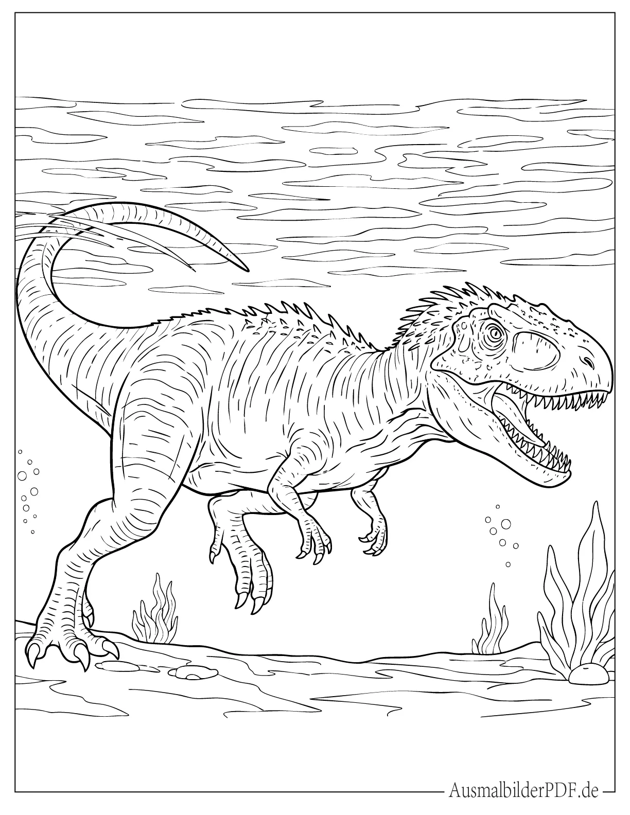 Indominus Rex Dino schwimmt unter Wasser Ausmalbild
