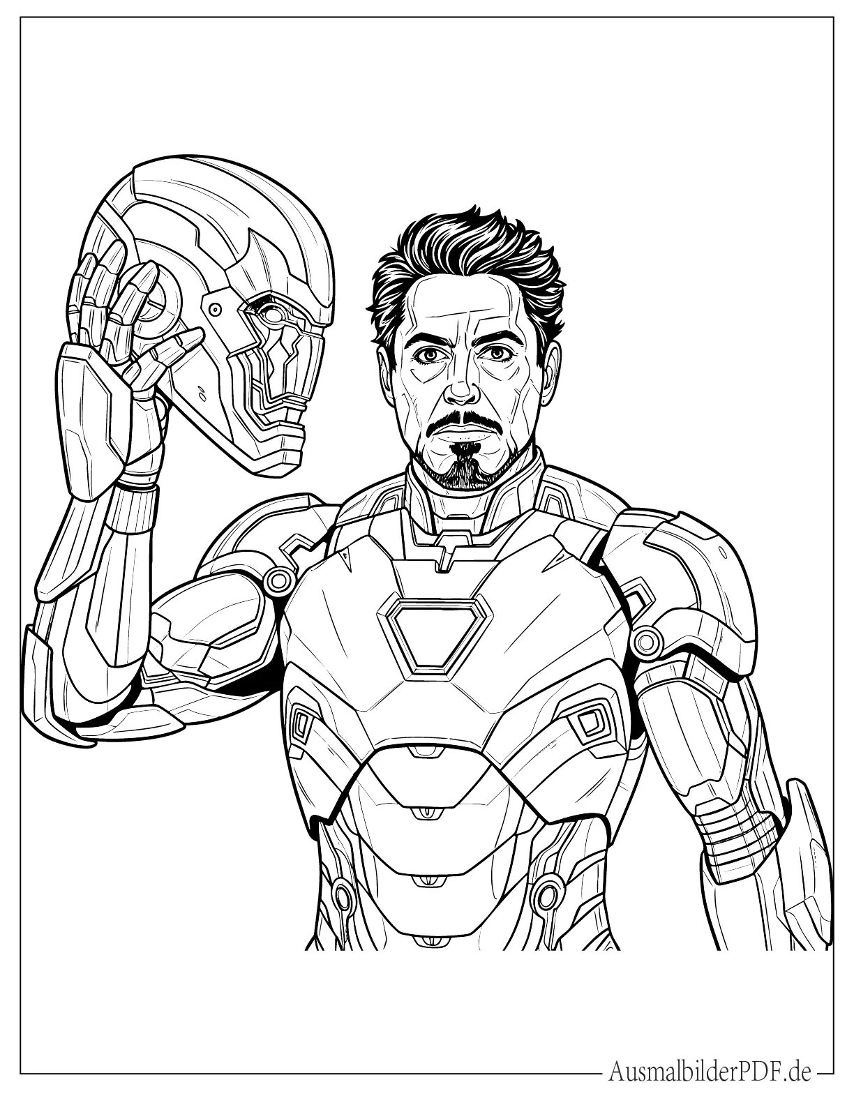 Iron Man nimmt seinen Helm ab Malvorlage