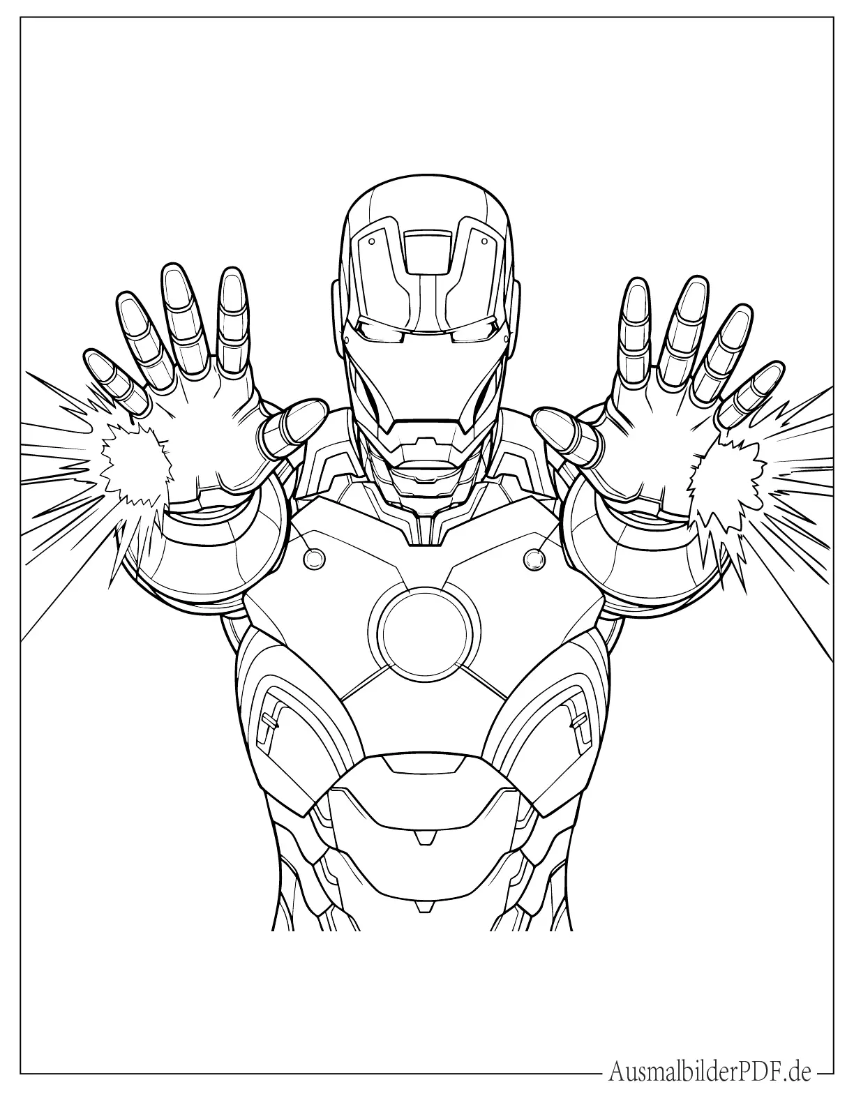 Iron Man feuert Repulsoren ab zum Ausmalen