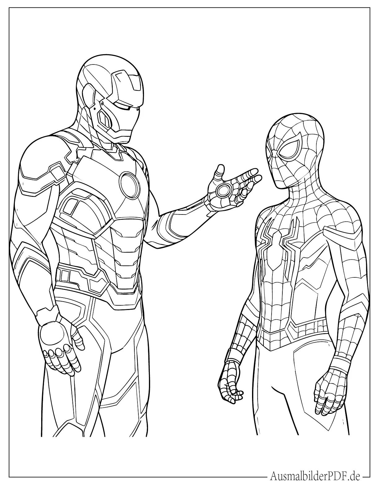 Iron Spider und Spider-Man ausdruckbare Malvorlage