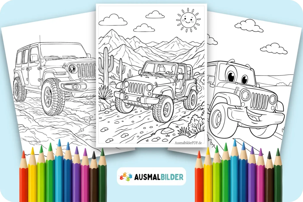 Jeep Ausmalbilder kostenlose zum Ausdrucken für Kinder jeden Alters