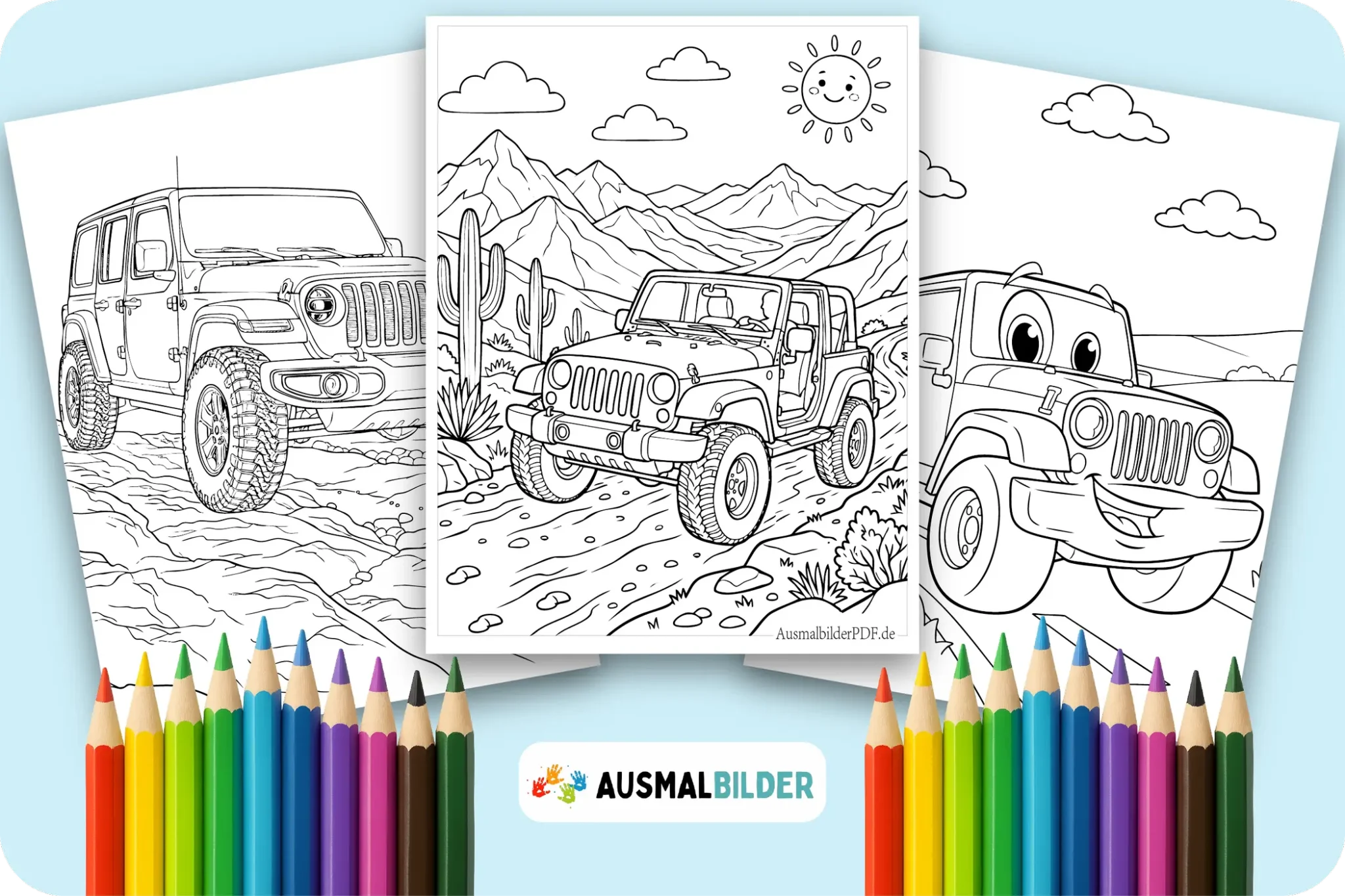 Jeep Ausmalbilder kostenlose zum Ausdrucken für Kinder jeden Alters