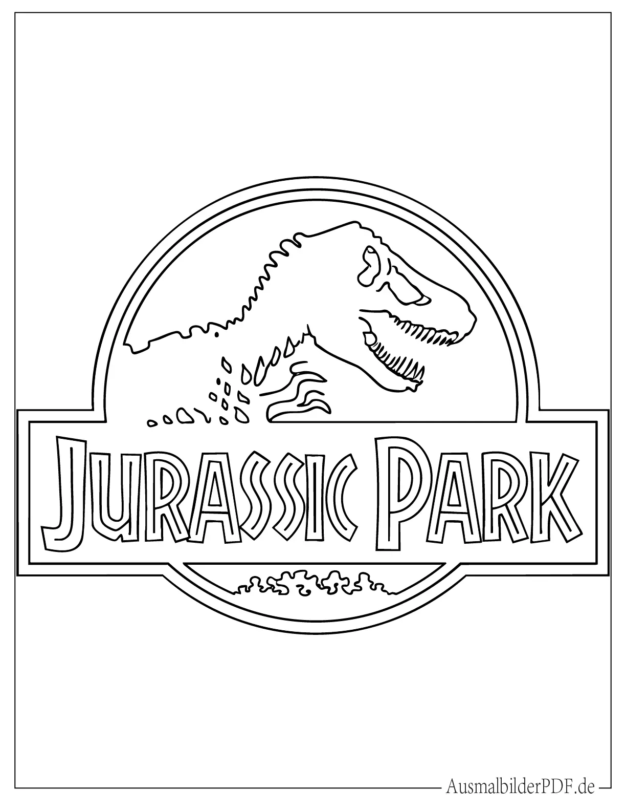 Einfaches Jurassic Park Logo Ausmalbild für Kinder