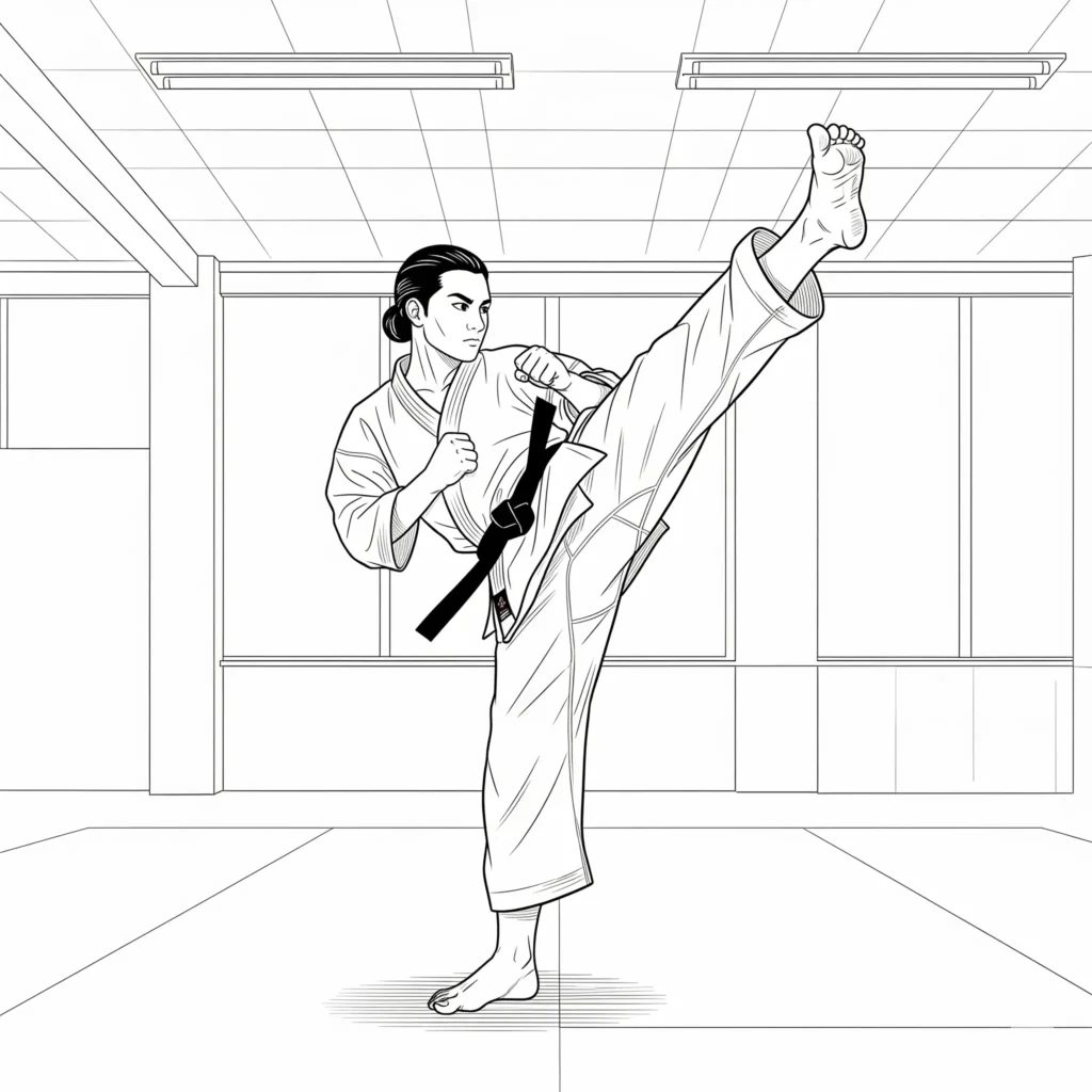 Karate Ausmalbilder (Kostenlos Malvorlage zum Ausdrucken) Kinder im Karatekampf Ausmalbild kostenlos