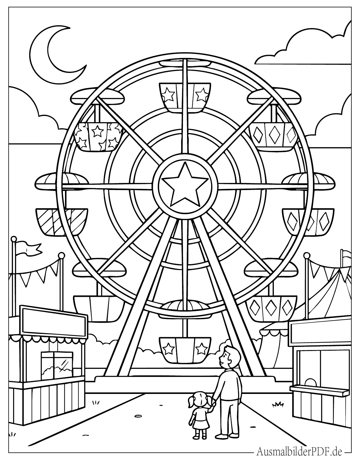 Zirkus Riesenrad Ausmalbild zum Ausmalen