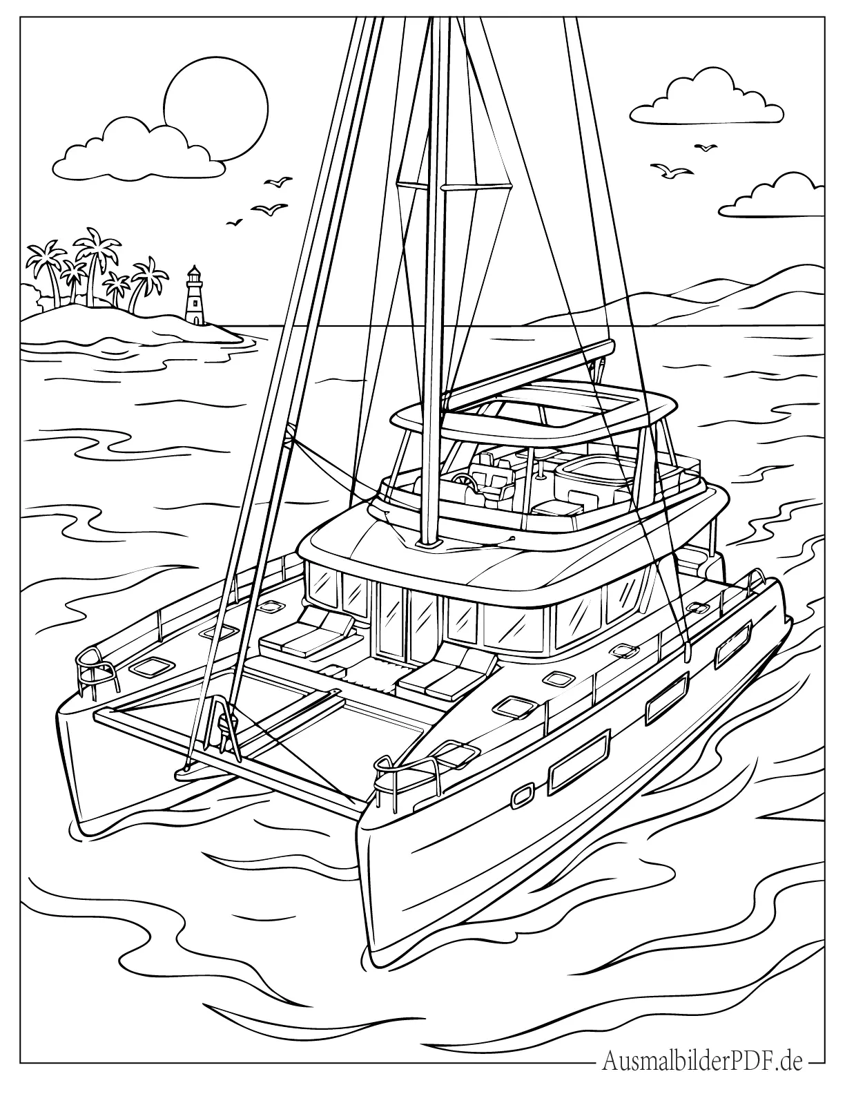 Katamaran Superyacht Ausmalbild