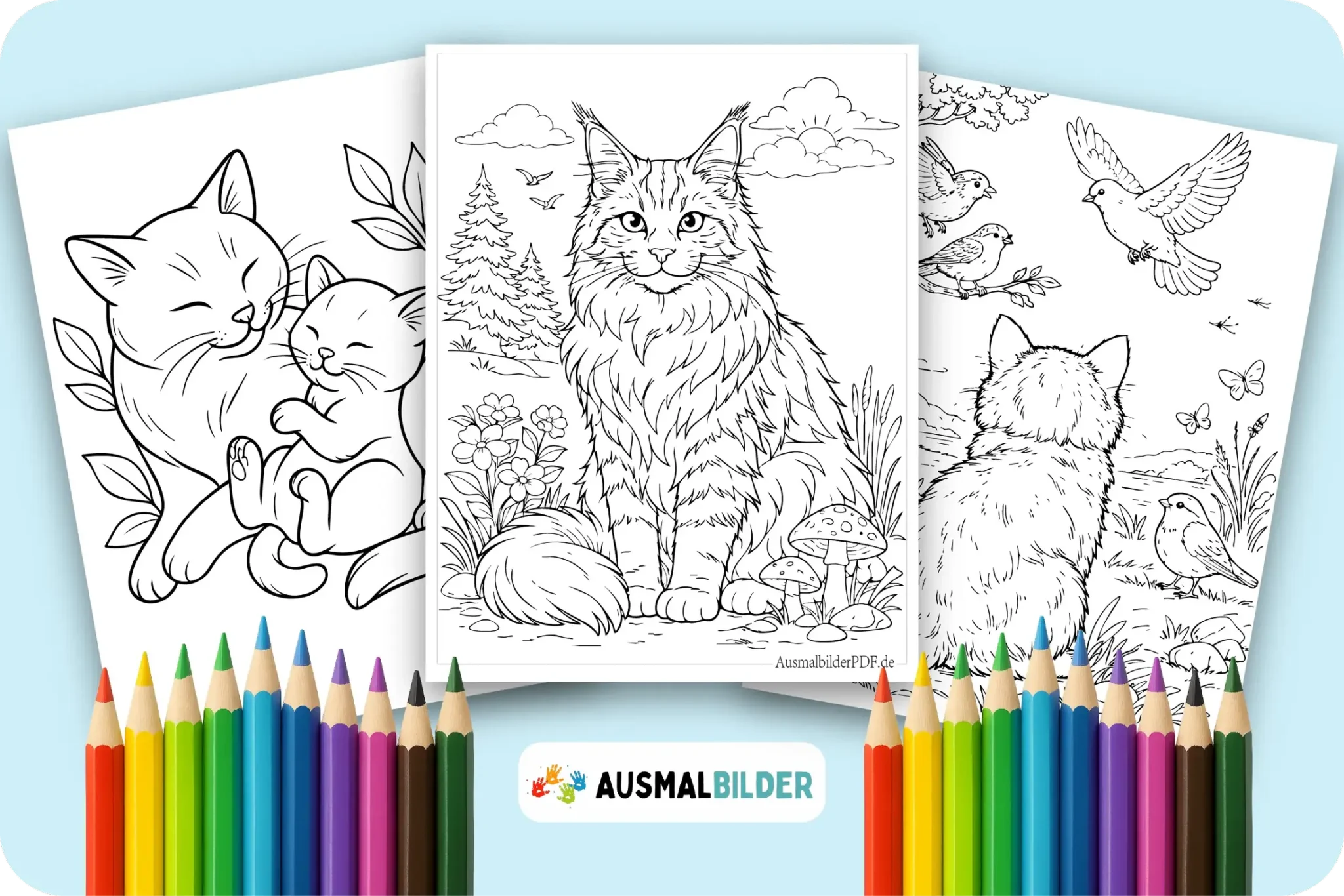Katzen Ausmalbilder kostenlose zum Ausdrucken für Kinder und Erwachsene