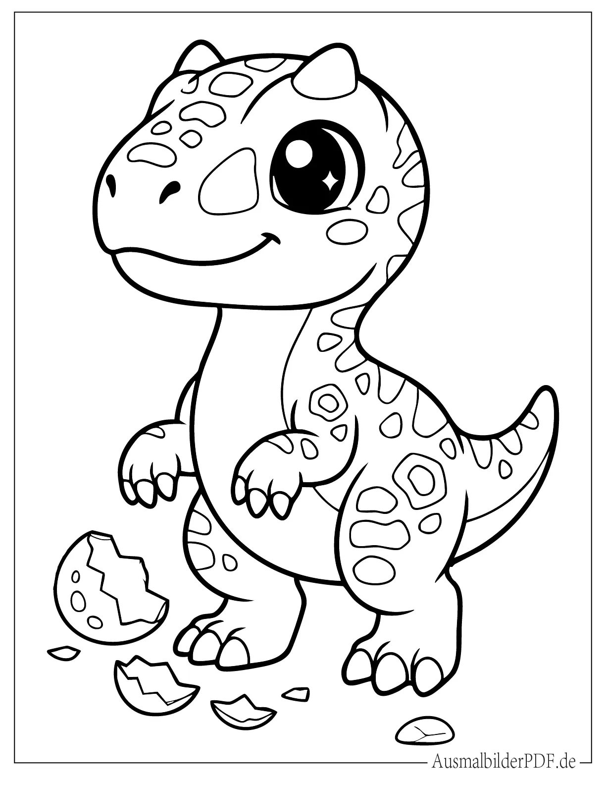 Kawaii Baby Allosaurus Ausmalvorlage für kleine Kinder