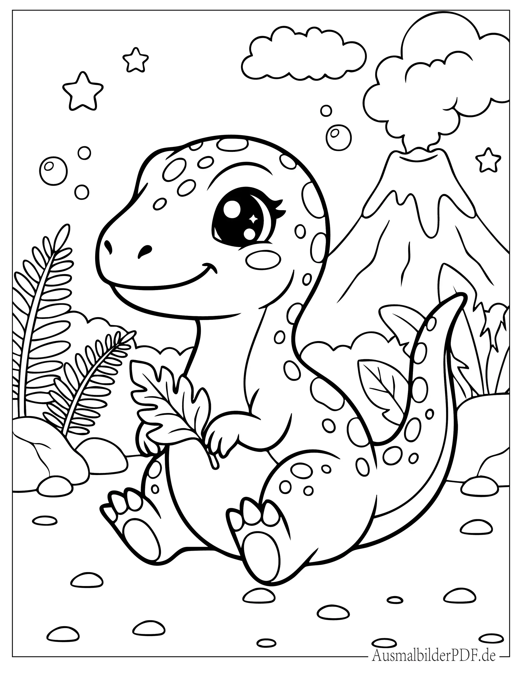 18 Velociraptor Ausmalbilder (Gratis Malvorlage zum Drucken) Niedlicher Kawaii Baby Velociraptor Dino mit großen Augen Ausmalbild