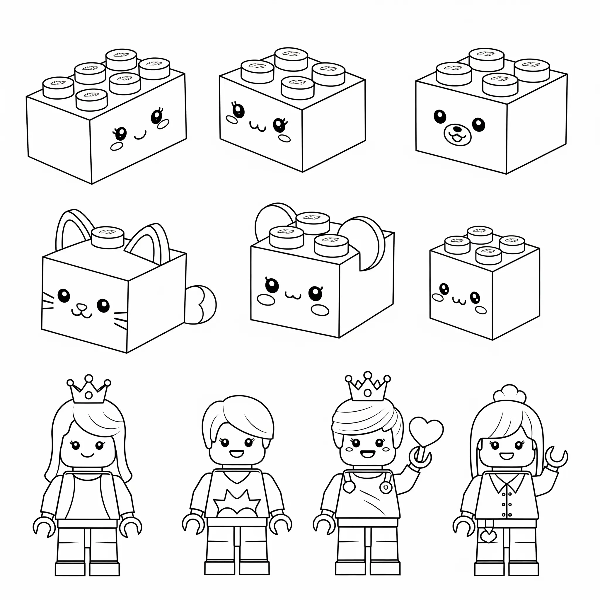 20+ Lego Ausmalbilder (Kostenlos Malvorlage zum Ausdrucken) Ausmalbild mit kawaii-stil Lego Figuren zum kostenlosen Ausdrucken und Ausmalen als PDF