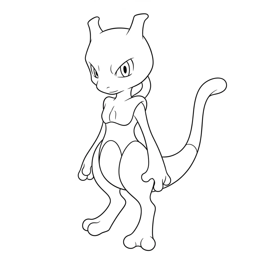 16 Mewtu Ausmalbilder (Gratis Pokémon Malvorlage zum drucken) Das Kawaii Mewtu Ausmalbild zeigt das Wesen in einer niedlichen Form. Eine schöne Vorlage für Kinder, die süße Figuren gestalten möchten.