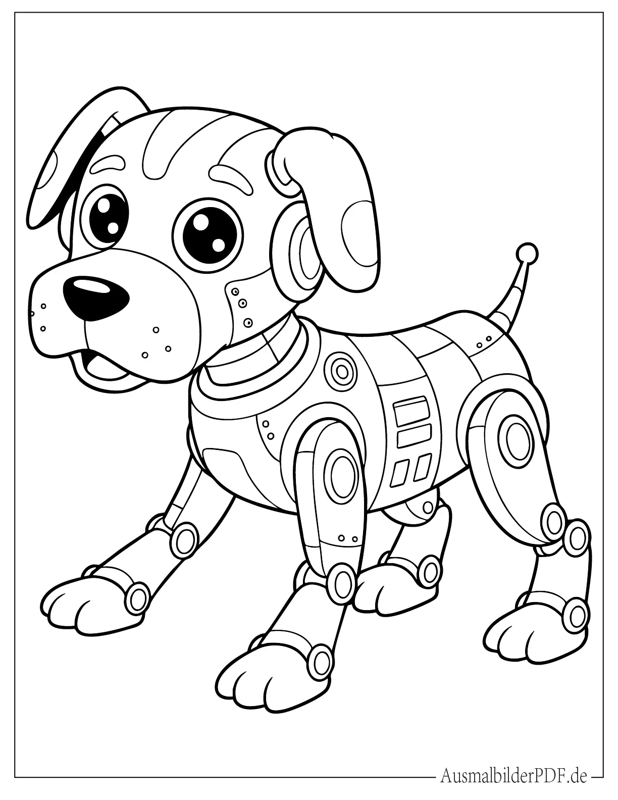 Kawaii Roboterhund Ausmalbild für Kinder