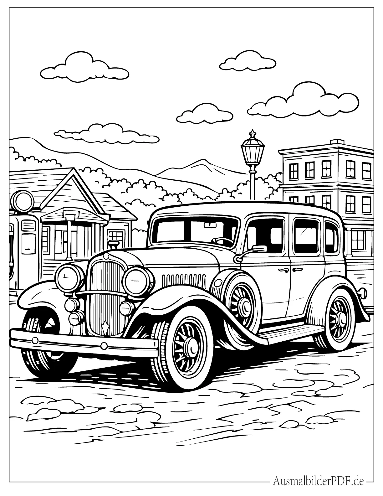 140 Auto Ausmalbilder (Gratis Malvorlagen zum Ausdrucken) Klassisches Oldtimer Auto Ausmalvorlage