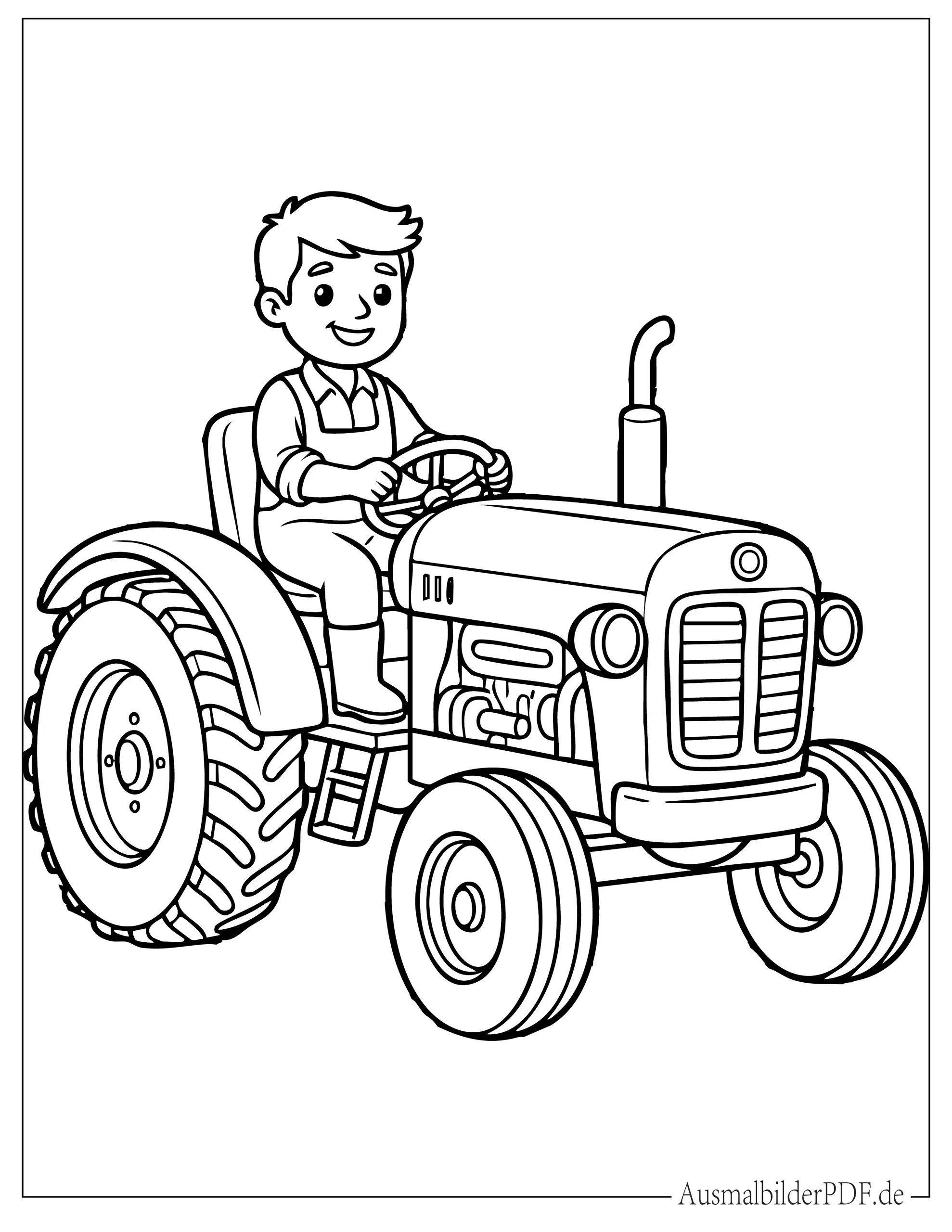 30+ Bauernhof Ausmalbilder (Gratis Malvorlagen zum Drucken) Kleiner Bauer fährt Traktor Ausmalvorlage für Kinder