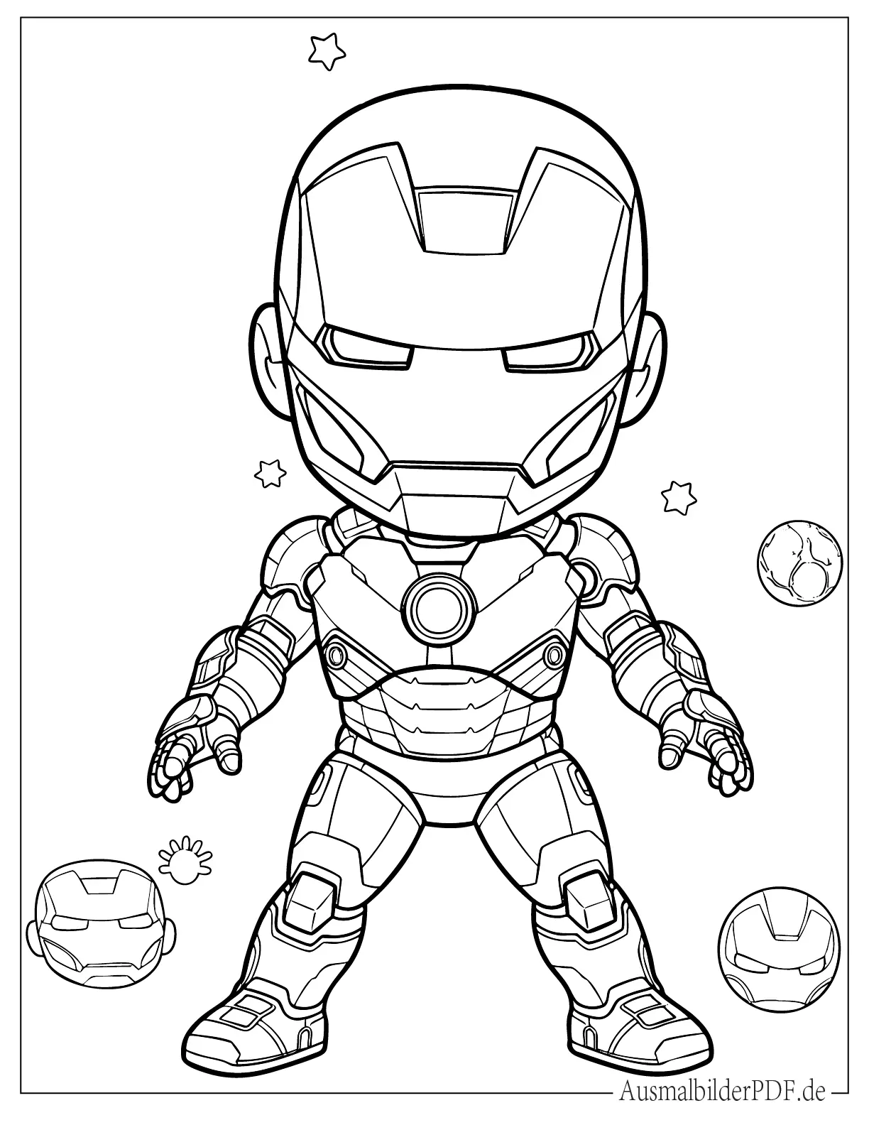 Niedlicher kleiner Superheld Iron Man Ausmalbild für Kinder