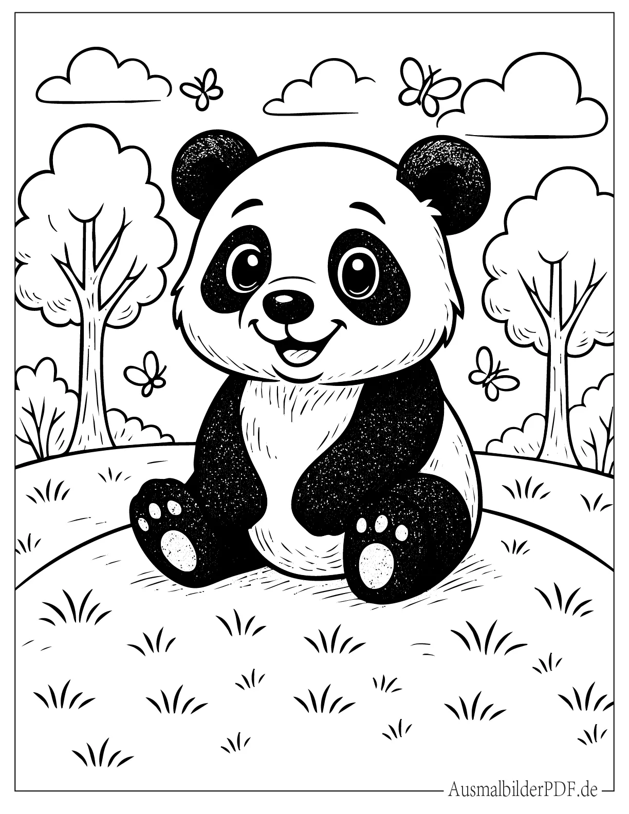 Kleiner Panda sitzt in der Wildnis zum Ausmalen
