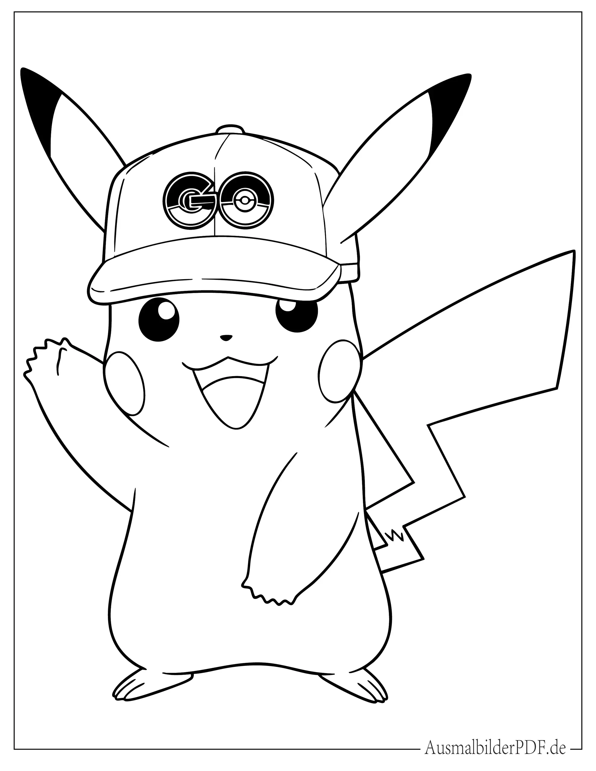 Kleiner Pokémon GO Pikachu winkt Malbild