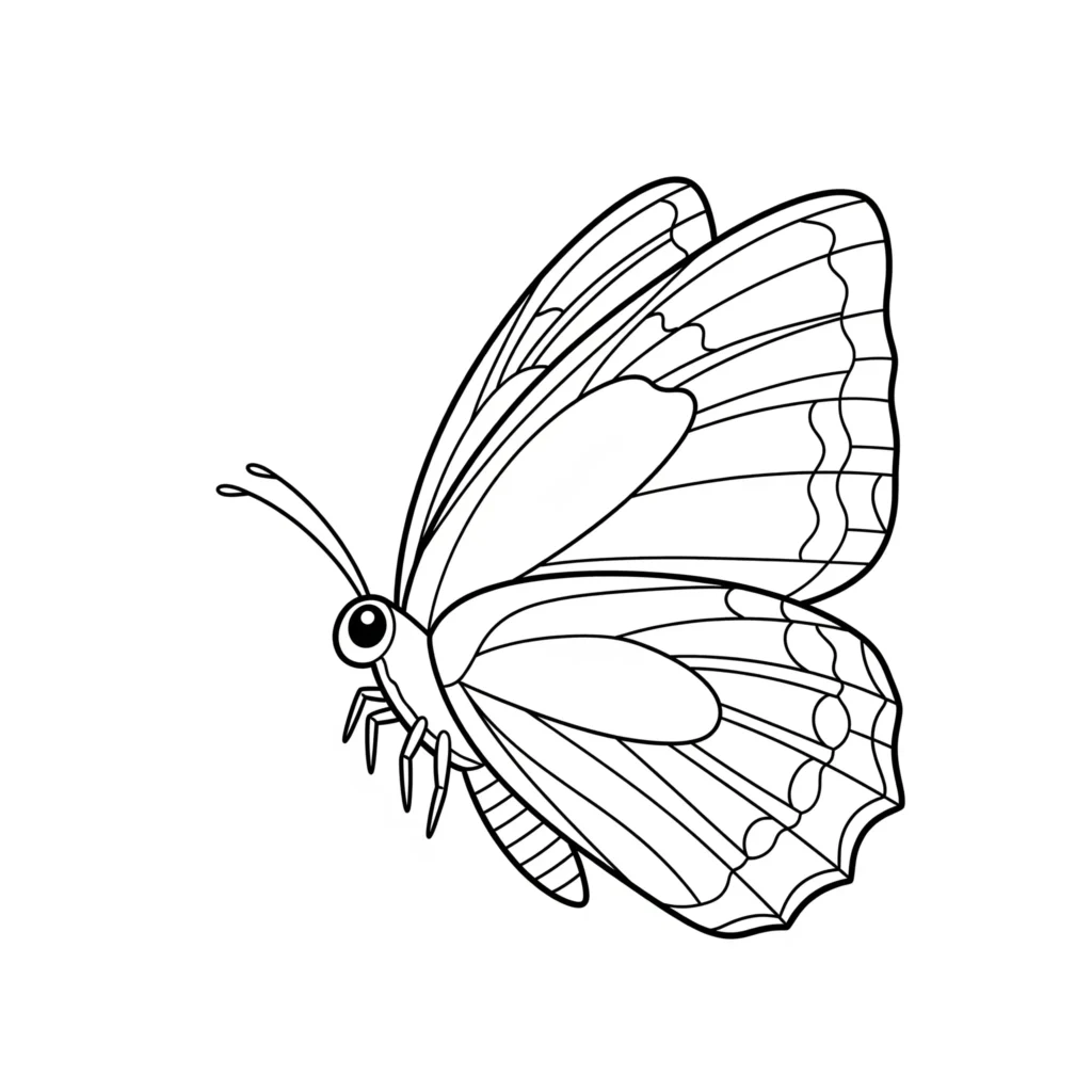 30+ Schmetterling Ausmalbilder (Gratis Malvorlage zum drucken) Ein kleines, süßes Schmetterling-Ausmalbild mit einfachen Linien, ideal für jüngere Kinder zum Ausdrucken und Ausmalen.